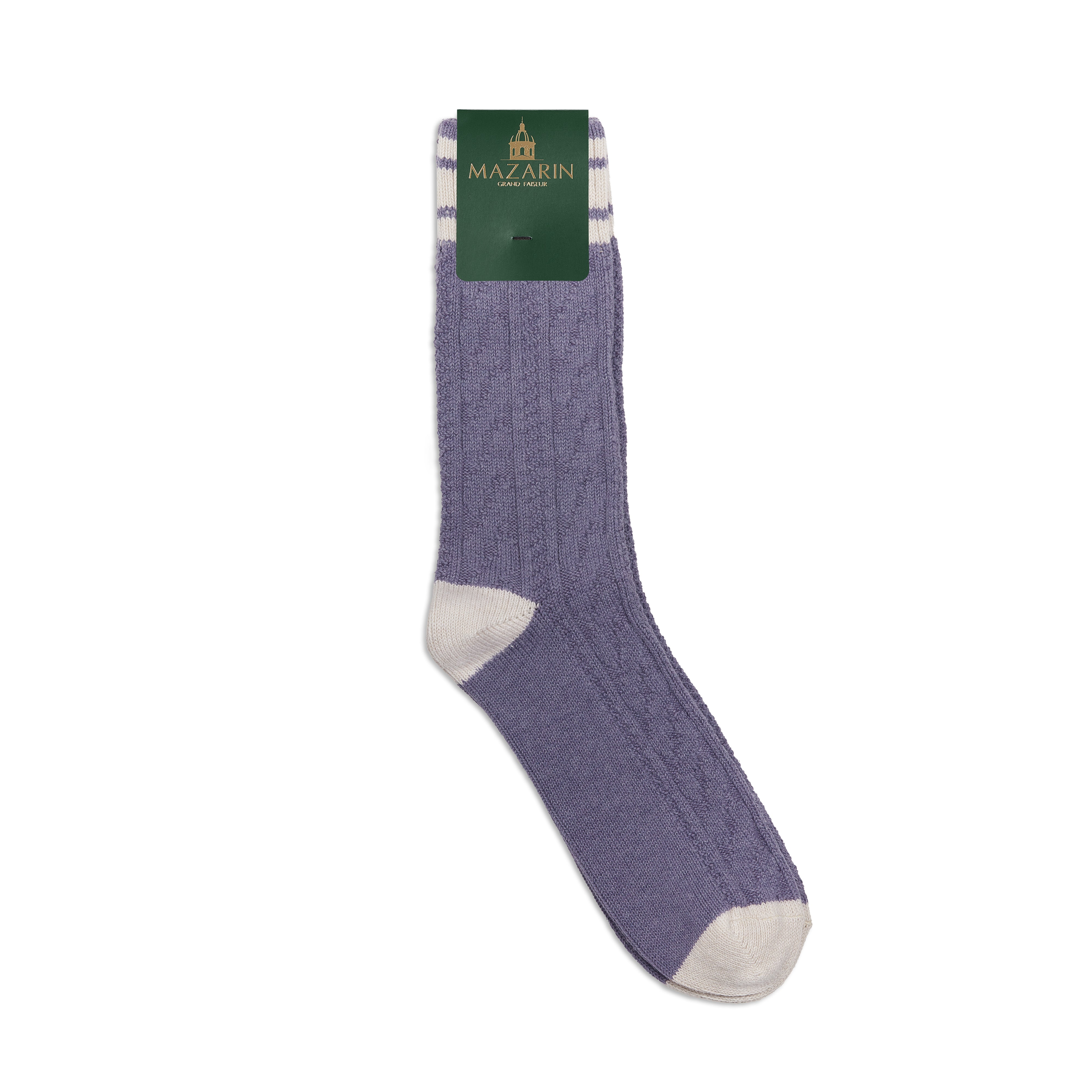 Violett & Beige - Zopfmuster - Baumwolle