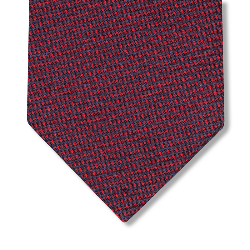 Corbata con motivo entrelazado - Azul marino y rojo - Seda