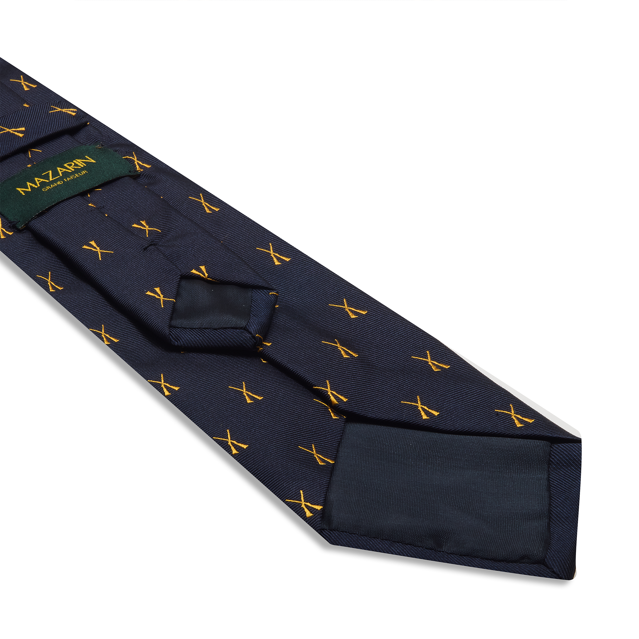 Krawatte Jagdmotiv - Marineblau & Gold - Seide