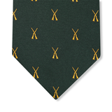 Corbata motivo de caza - Verde academia & Oro - Seda