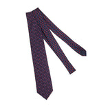 Corbata Azul Marino & Roja – Motivo Floral – Seda