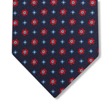 Corbata Azul Marino & Roja – Motivo Floral – Seda