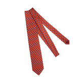 Corbata Terracota & Azul – Motivo Floral – Seda