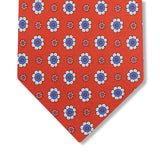 Corbata Terracota & Azul – Motivo Floral – Seda