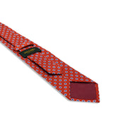 Corbata Terracota & Azul – Motivo Floral – Seda