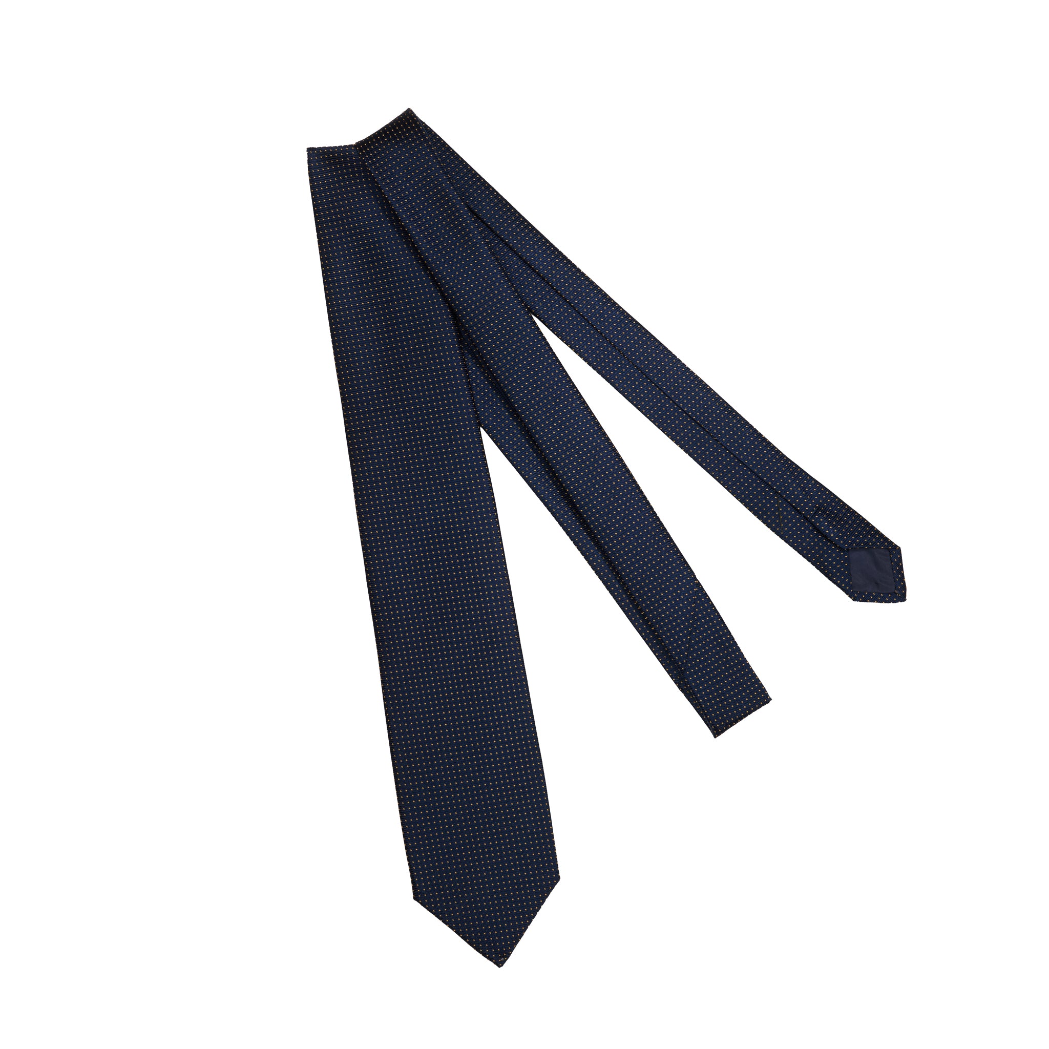Krawatte Marineblau & Gold - Punktmuster - Seide