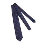 Corbata Azul Marino & Marrón – Motivo Floral – Seda