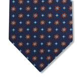 Corbata Azul Marino & Marrón – Motivo Floral – Seda