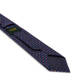 Corbata Azul Marino & Marrón – Motivo Floral – Seda