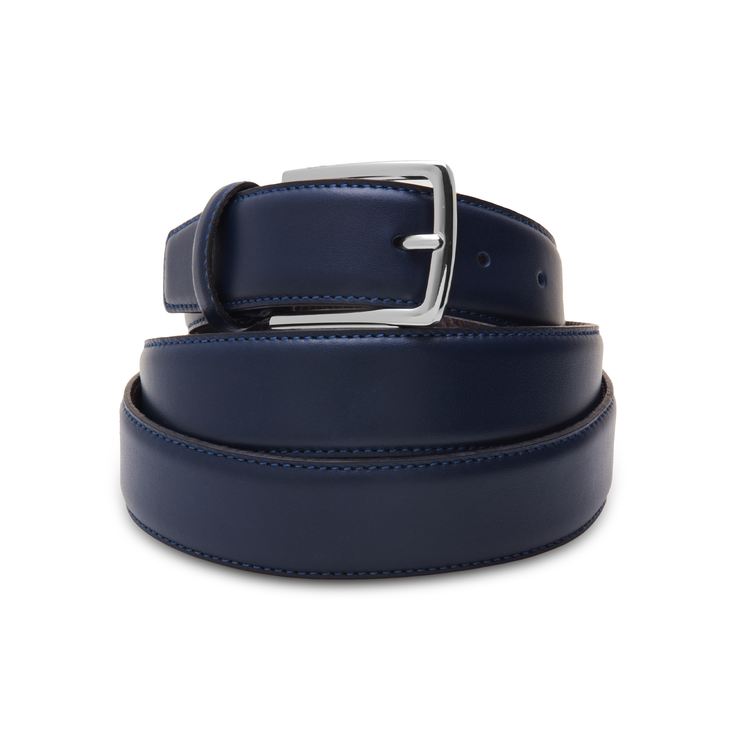 Navy blue calfskin belt - Mazarin – Mes Chaussettes Rouges