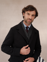 Bufanda Espiga 100% Cachemira - Azul Marino y Gris