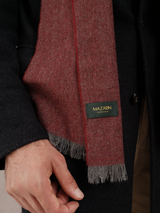 100% Cashmere Scarf - Herringbone - Red &amp; Gray