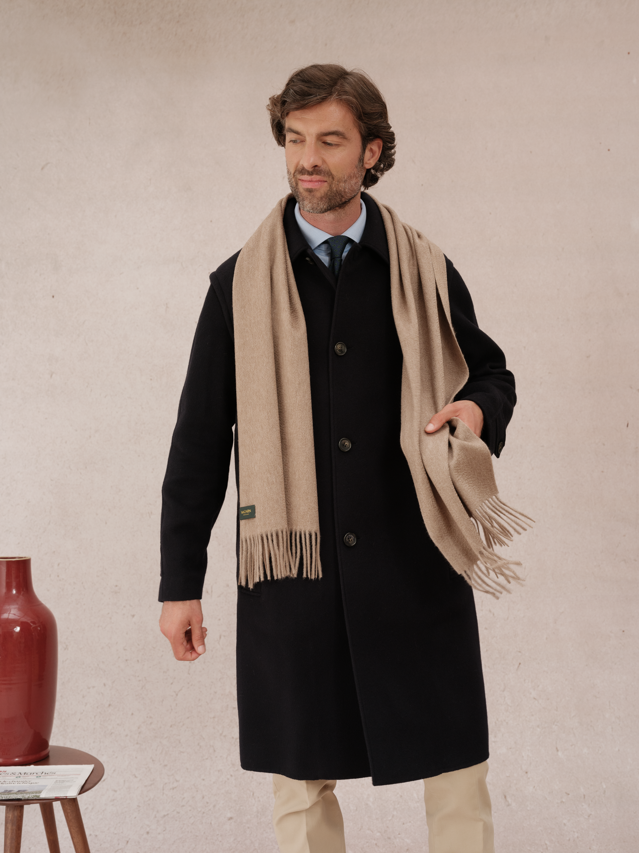 Schal 100% Kaschmir - Dunkelbeige