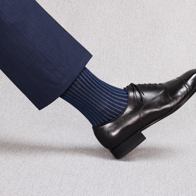Navy & Steel Blue - Cotton Lisle