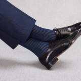 Navy & Steel Blue - Cotton Lisle