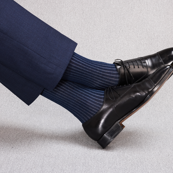 Navy & Steel Blue - Cotton Lisle