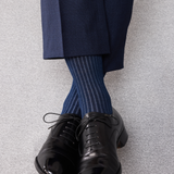 Navy & Steel Blue - Cotton Lisle