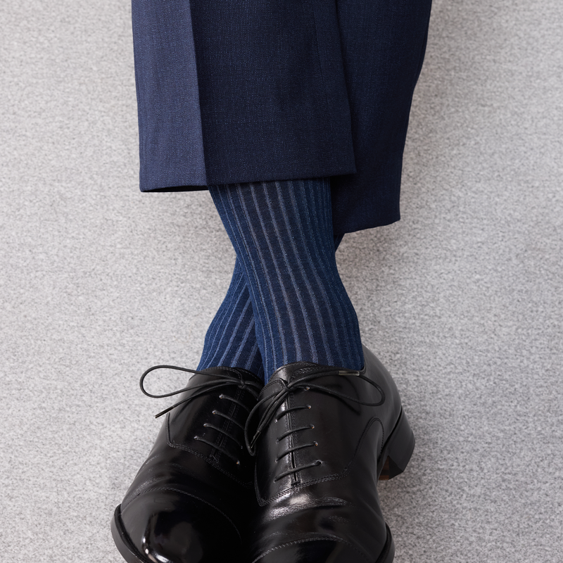 Navy & Steel Blue - Cotton Lisle