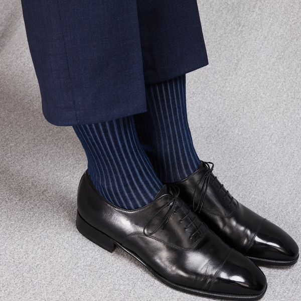 Navy & Steel Blue - Cotton Lisle
