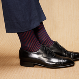 「ネイビー＆バーガンディ – コットンリスル」