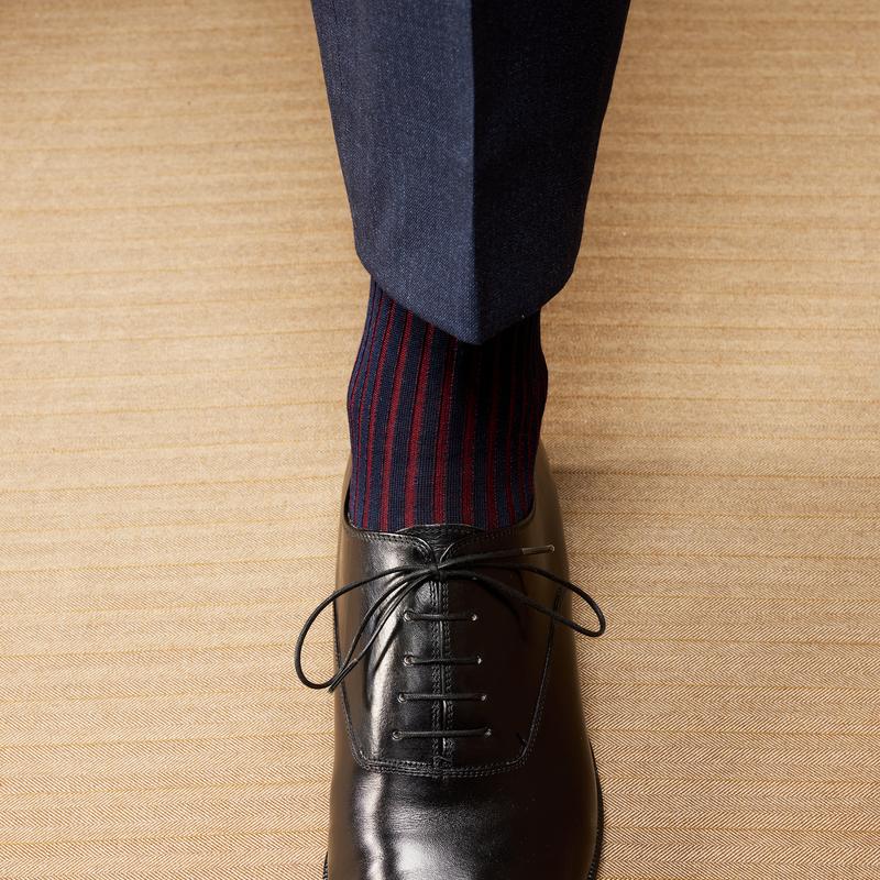 「ネイビー＆バーガンディ – コットンリスル」