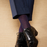 「ネイビー＆バーガンディ – コットンリスル」