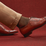 Khaki & Brown - Houndstooth - Cotton Lisle