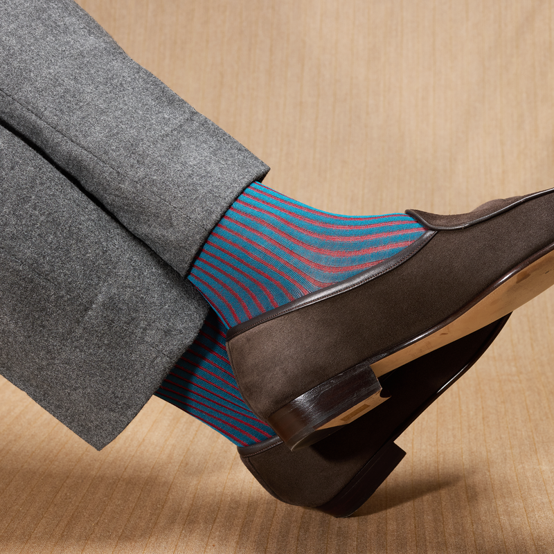 Turquesa y Rojo – Hilo de Escocia