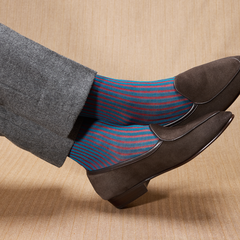 Turquesa y Rojo – Hilo de Escocia