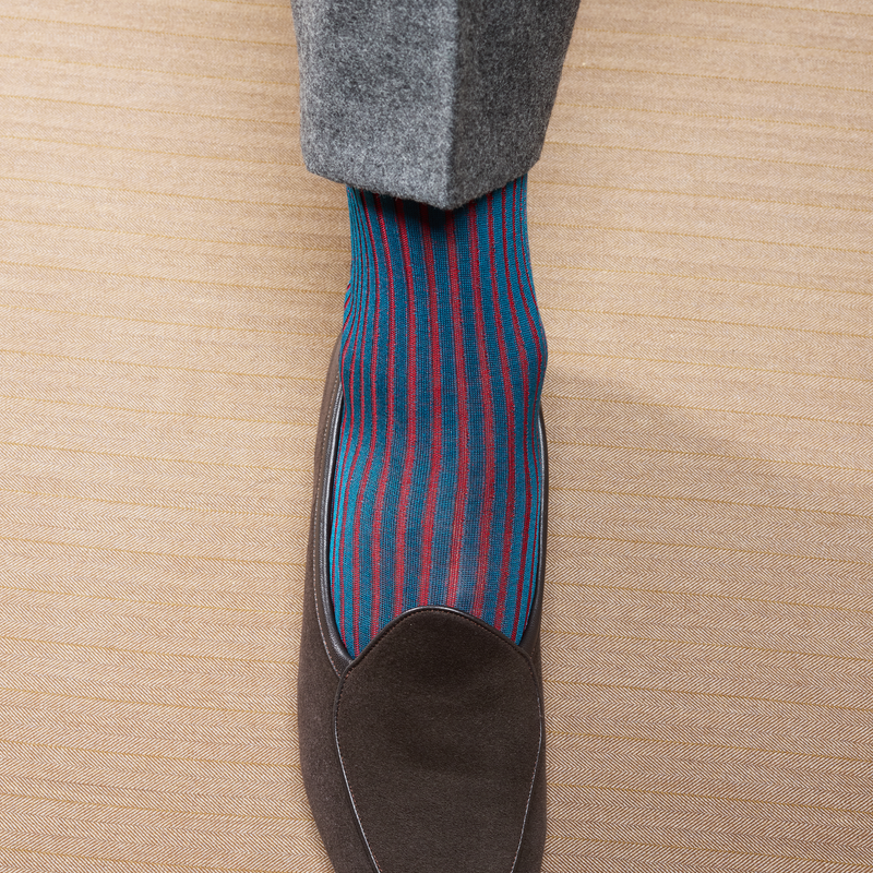 Turquesa y Rojo – Hilo de Escocia