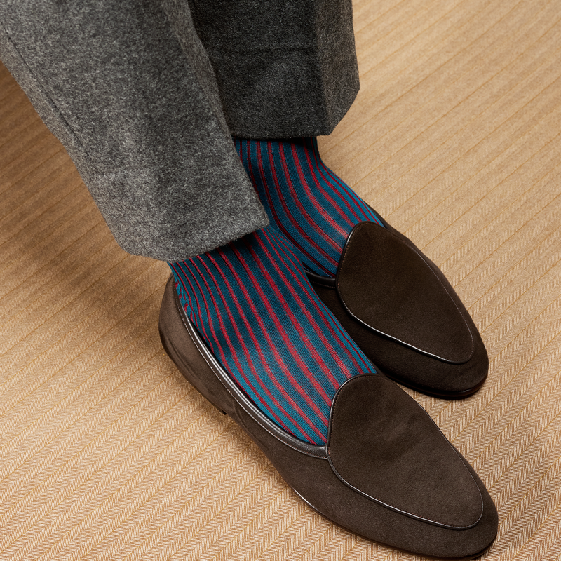 Turquesa y Rojo – Hilo de Escocia