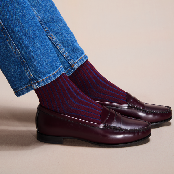 Bordeaux & Blue - Super-durable cotton lisle