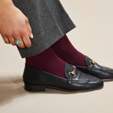 Navy & Carmine - Houndstooth - Super-solid durable cotton lisle