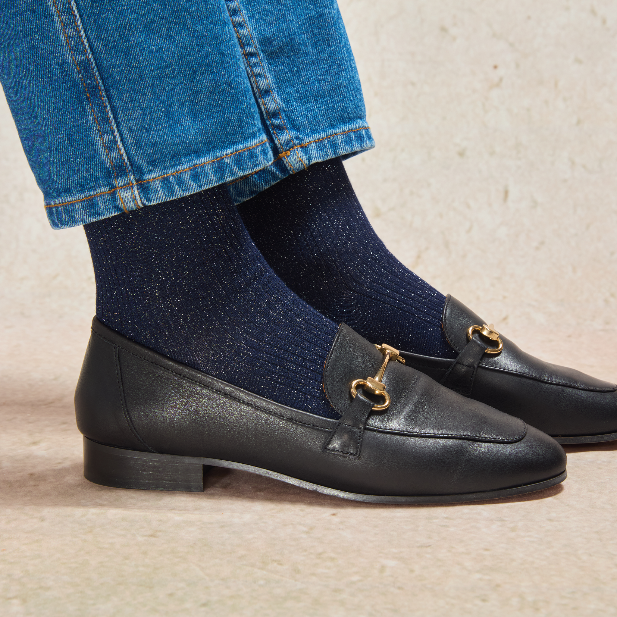 Bleu marine - Argenté - Coton