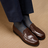 ミッドナイトブルー＆カーキ – デッキチェアストライプ – コットンリスル