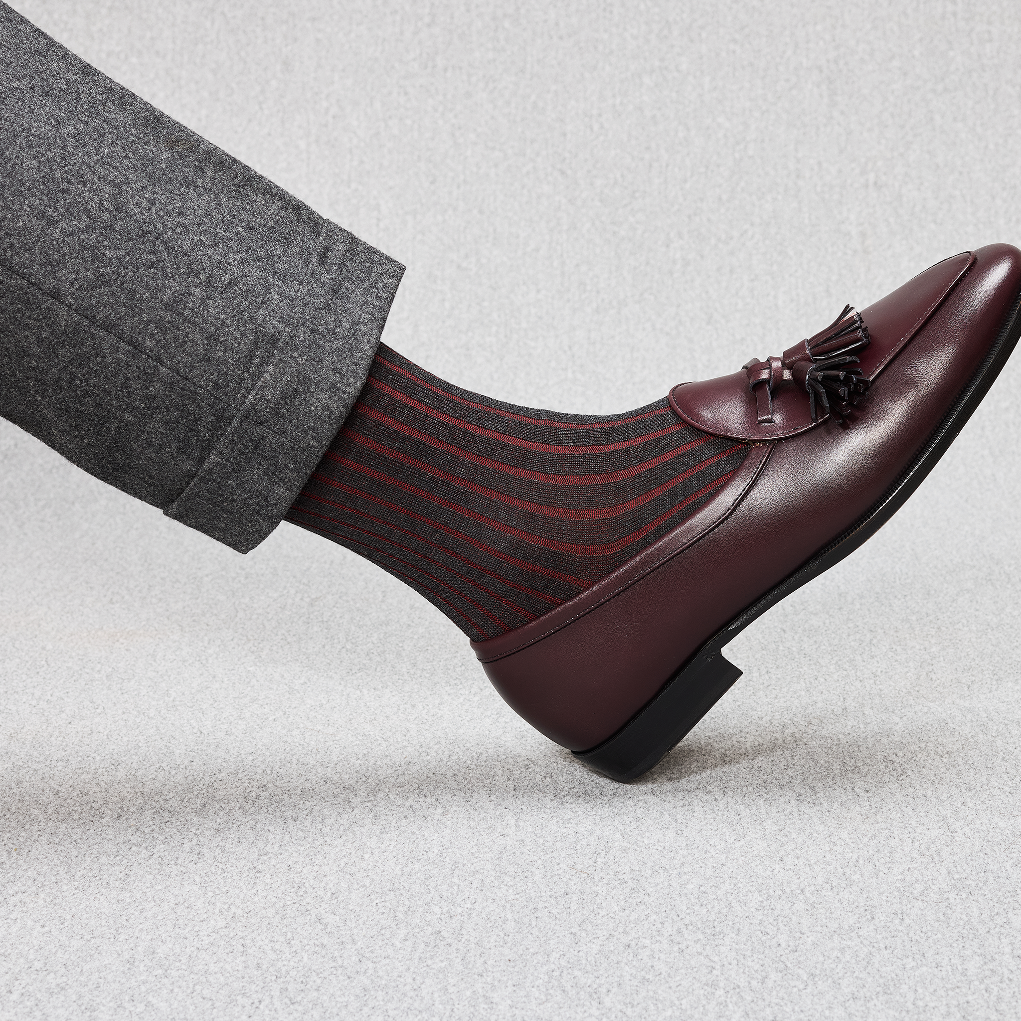 Grau & Bordeaux - Super-Solid Fil d'Écosse Baumwolle