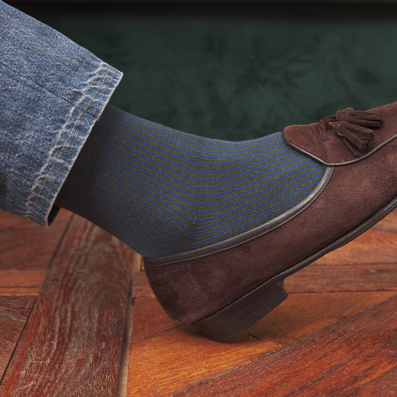 Khaki &amp; Blue - Deckchair - Super-strong Cotton lisle