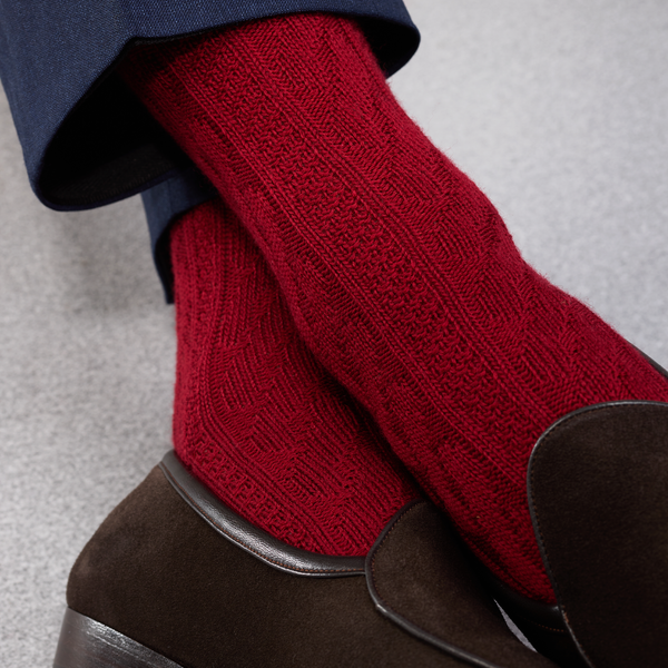 Rouge grenat - Torsades - Super-solide Laine