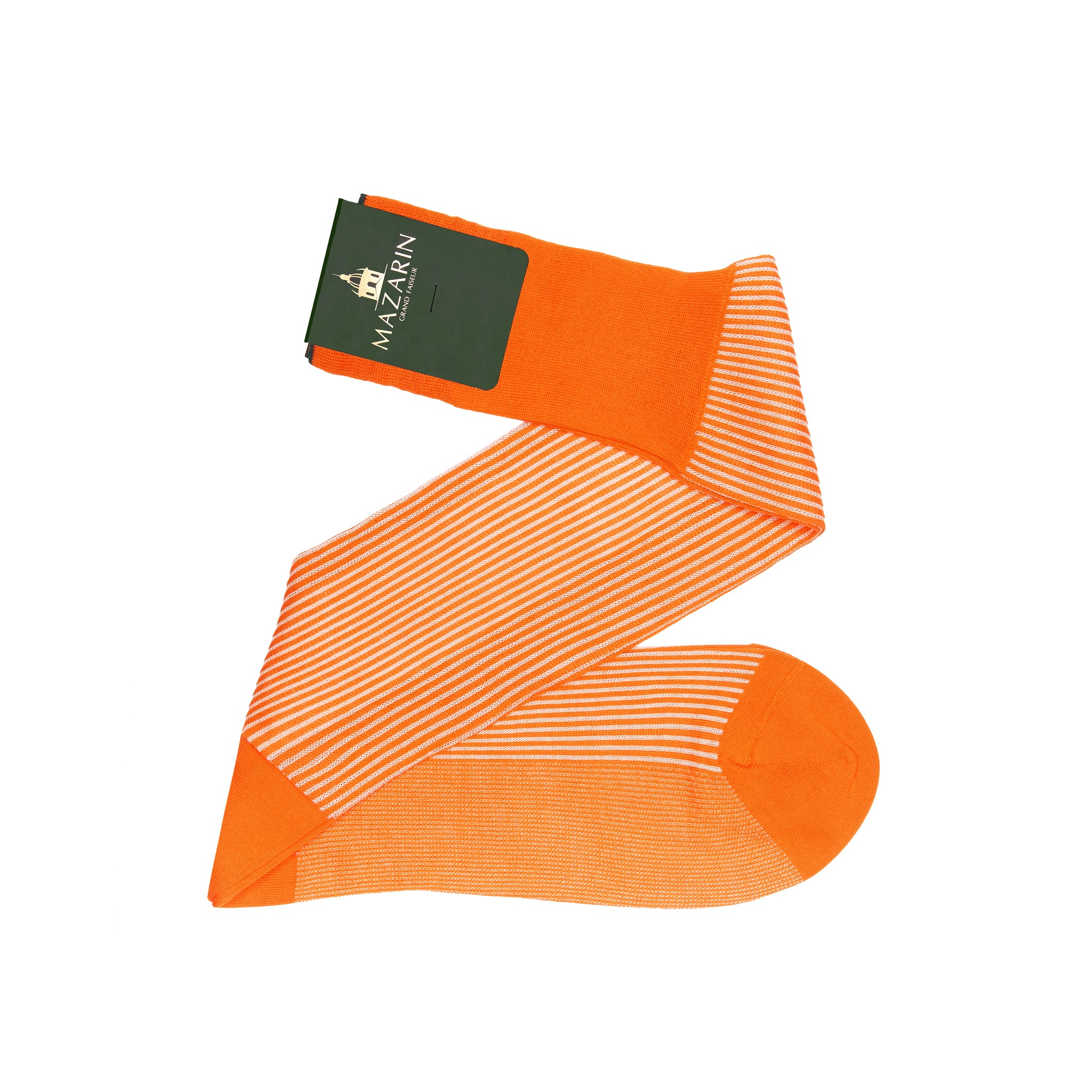 Orange & Beige - Liegestuhl-Streifen - Fil d'Écosse Baumwolle