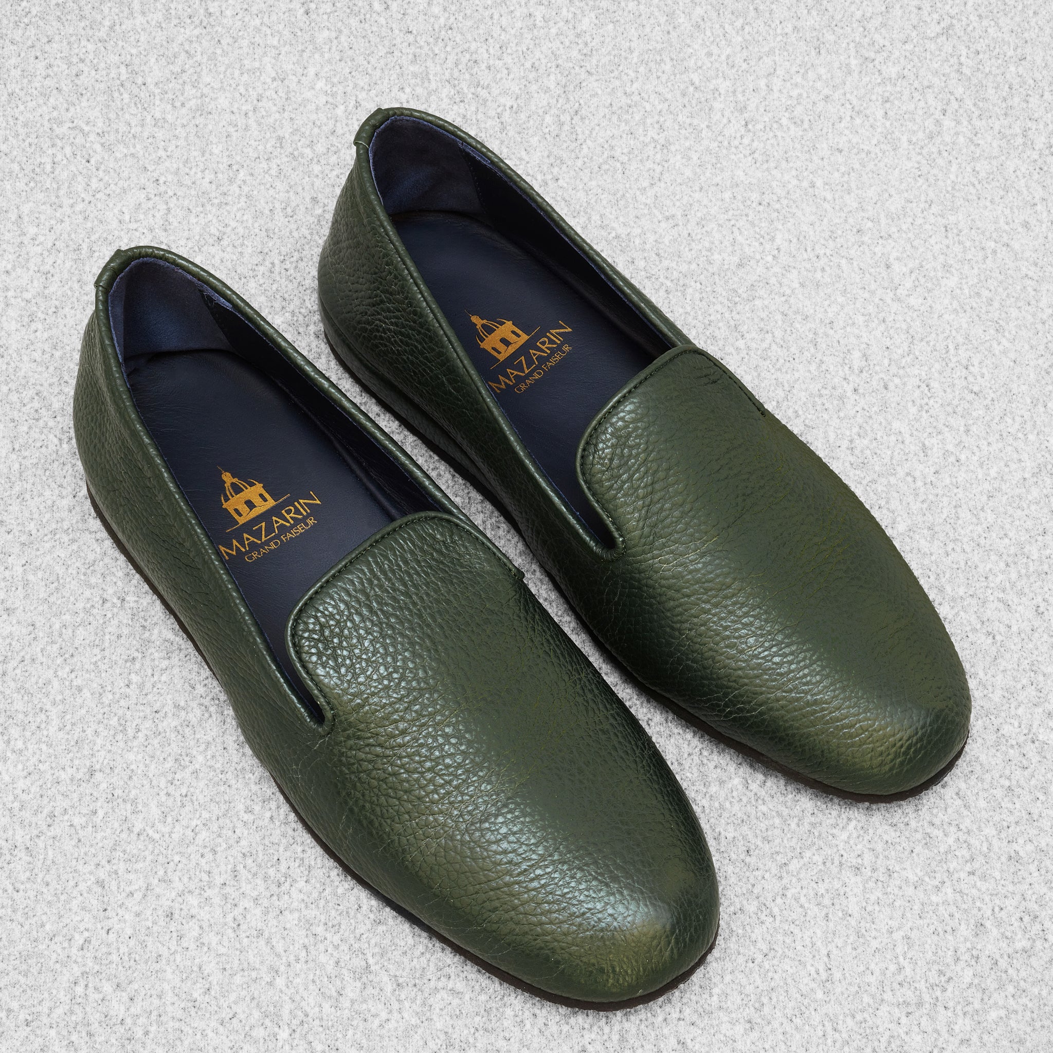 Chaussons verts - Cuir grainé