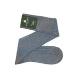 Light grey & Blue - Super-solid Cotton lisle