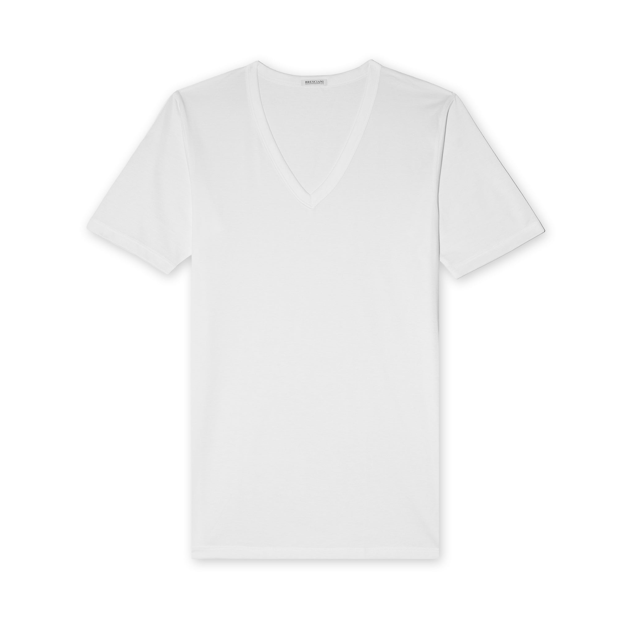 T-shirt col V - Weiß - Baumwolle