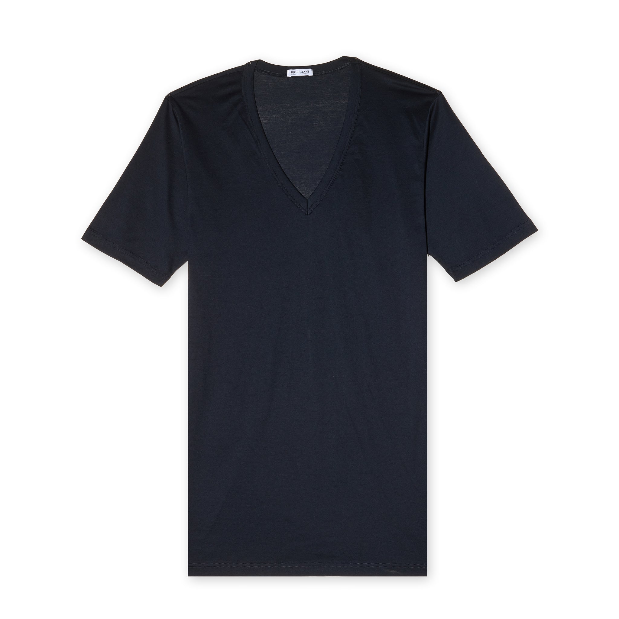 T-shirt col V - Blau - Baumwolle