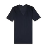 T-shirt col V - Bleu - Coton