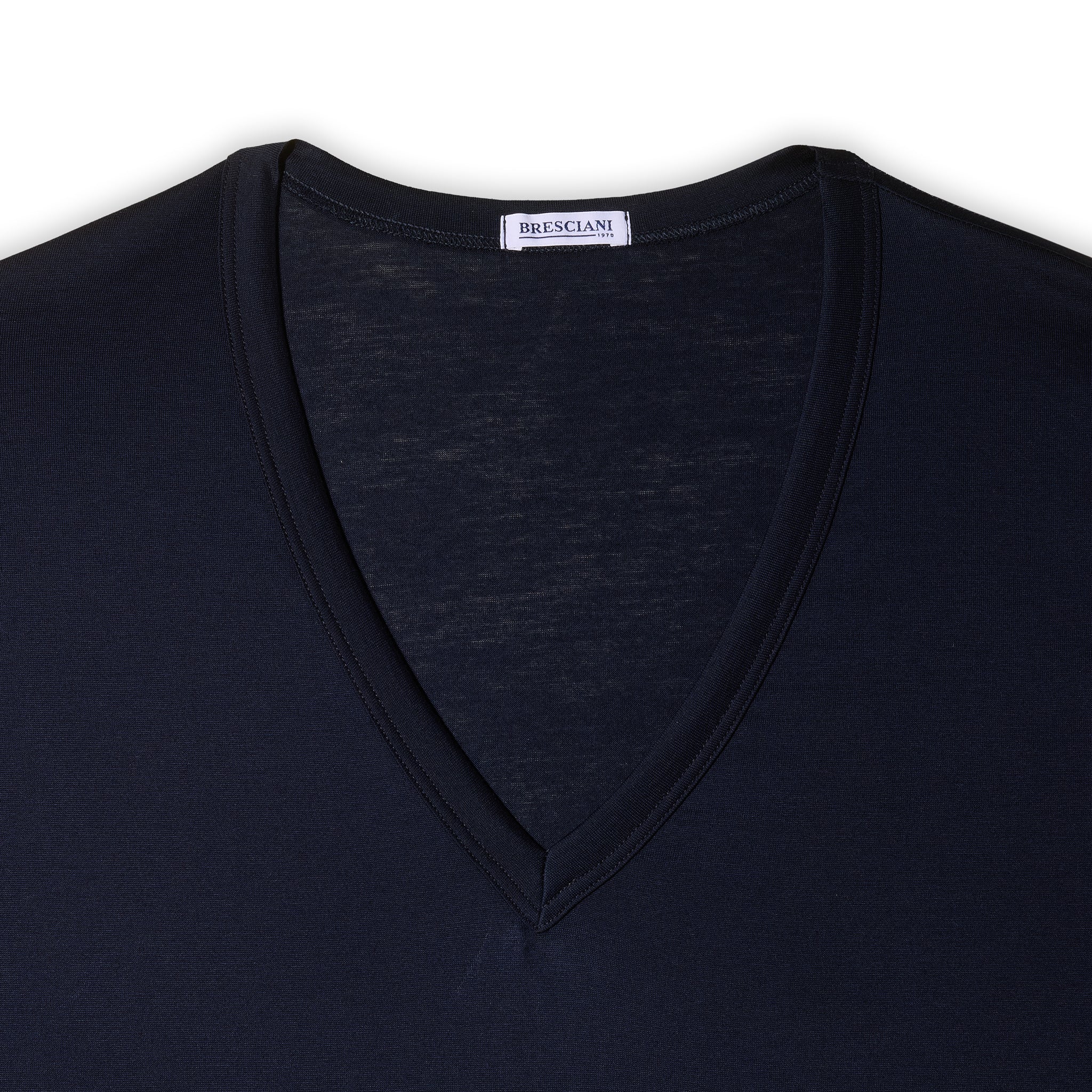 T-shirt col V - Blau - Baumwolle