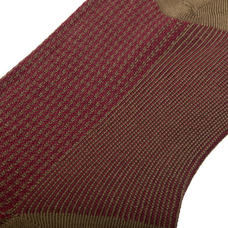 Brown & Burgundy - Houndstooth - Cotton Lisle