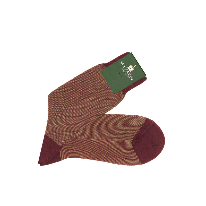 Burgundy & Beige - Birdseye - Cotton Lisle