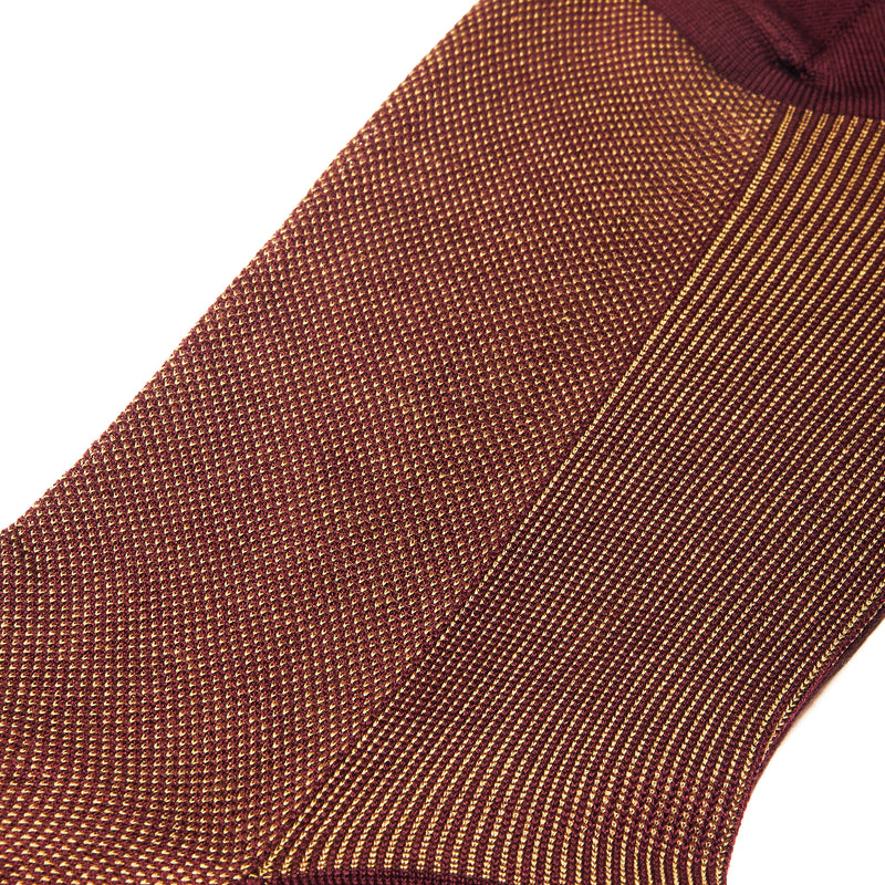 Burgundy & Beige - Birdseye - Cotton Lisle