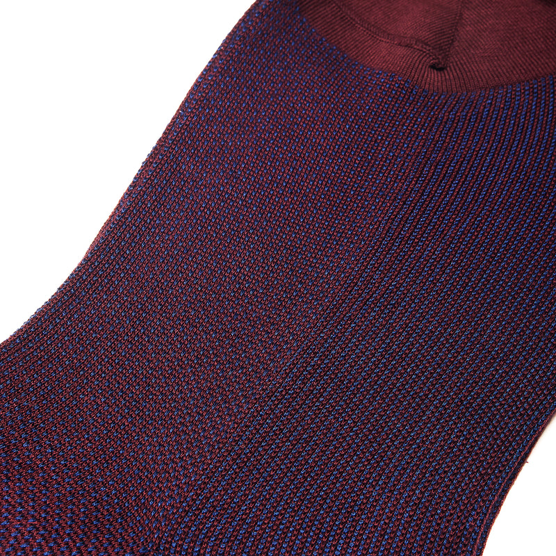 Burgundy & Blue - Birdseye - Cotton Lisle