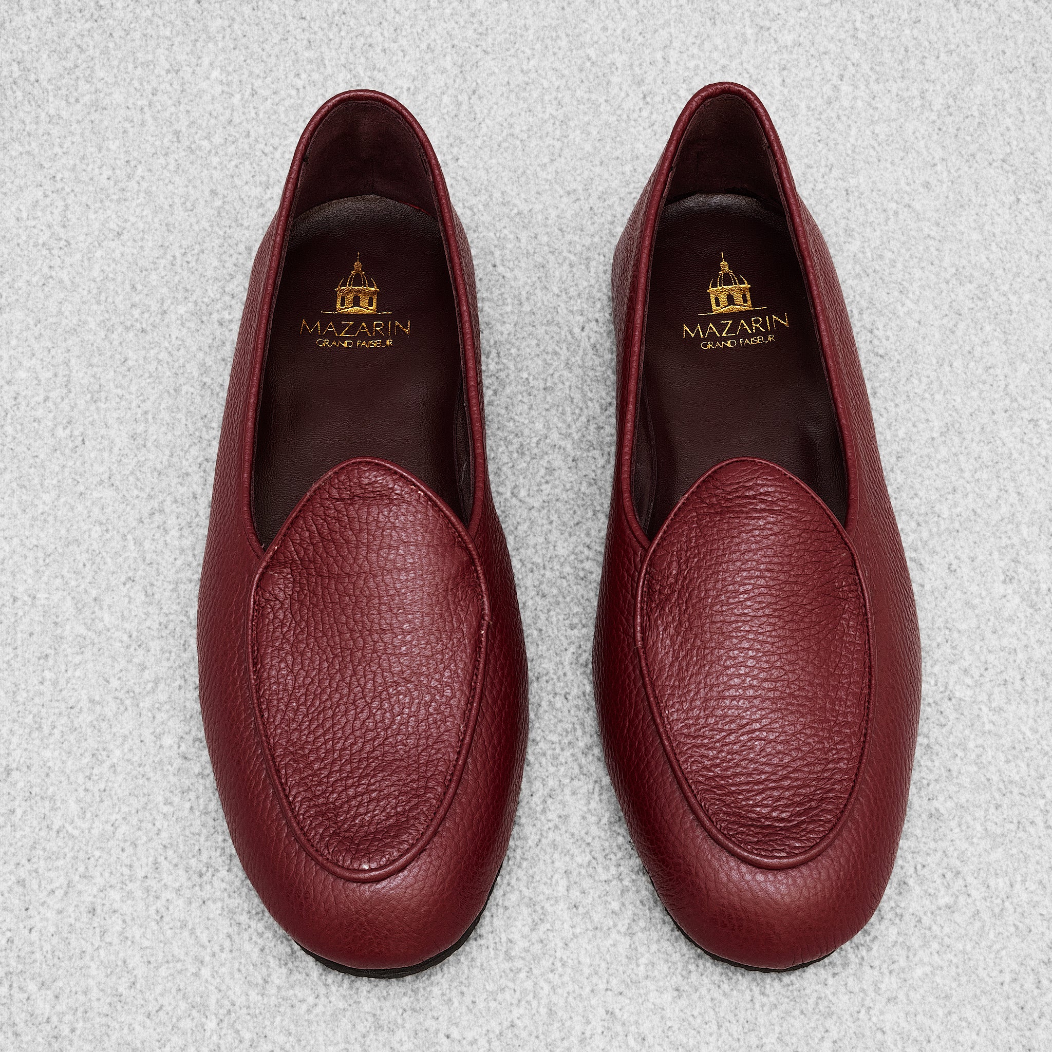 Hausschuhe Bordeaux - Genarbtes Leder
